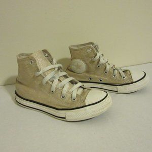 Gold Sparkly Converes All Star High Top Sneakers Youth 13